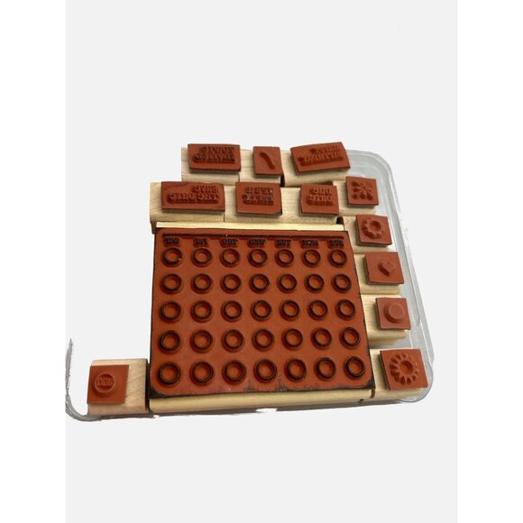 Stampin Up Mark the Date Set of 13 Wood Mounted Rubber Stamps Invites Party Baby - Picture 4 of 4